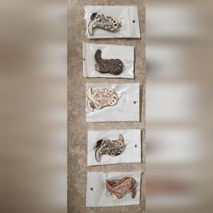 Wooden Boot Earrings. Lot Of 5